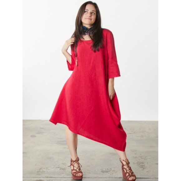 bryn Walker Sz. L 100% Heavy Linen Naida Asymmetrical HemTunic - Picture 1 of 15